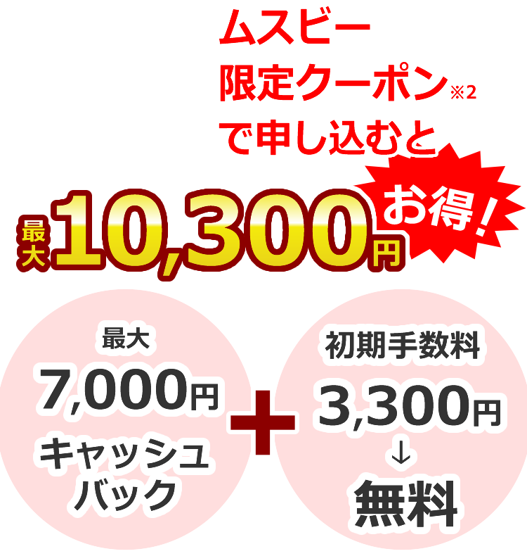 ムスビー限定特典キャンペーン Ocnモバイルone開通で最大10 300円お得